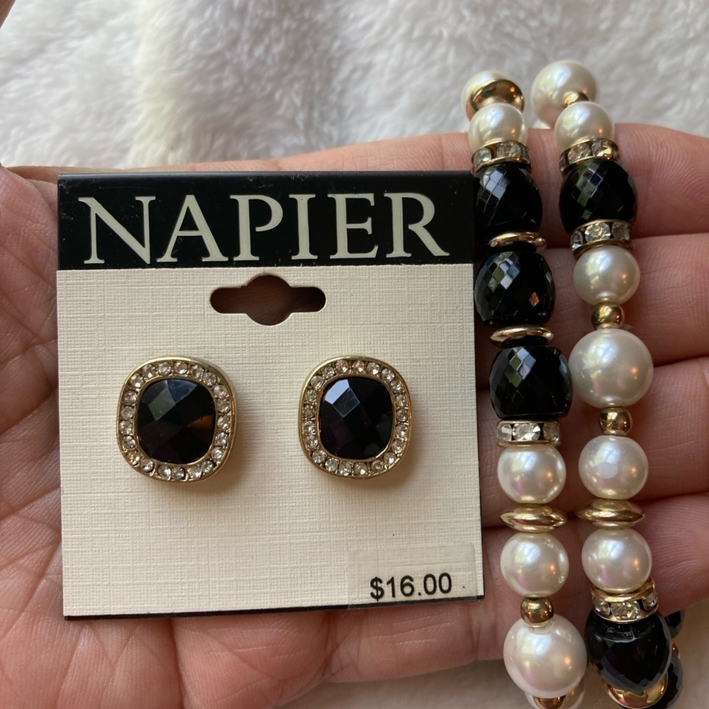 Napier Earrings & Set of 2 Bracelets New w/ Tags - Picture 1 of 6